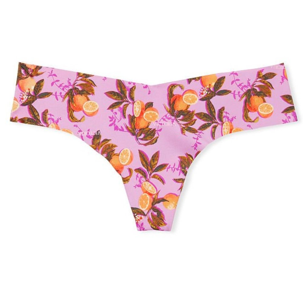 VS Oranges No-Show Thong Orange Berry Splash Fruit Tropical Tropic NWT